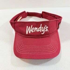 Wendy's Visor Hat Red White Embroidered Logo Hat Cap Adjustable OSFM Uniform Cap